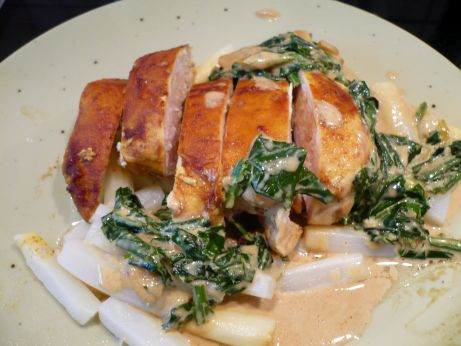 Hhnchenbrust mit Spargel und Brlauch