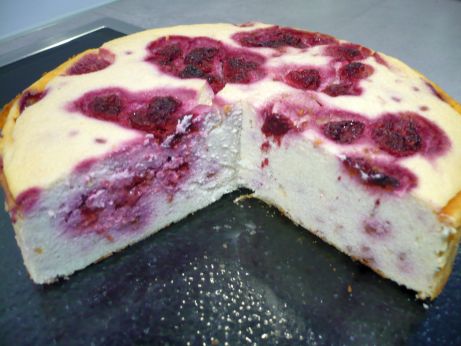 Ksekuchen mit Himbeeren