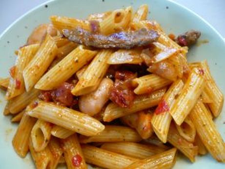 Rigatoni mit Rinderfiletstreifen