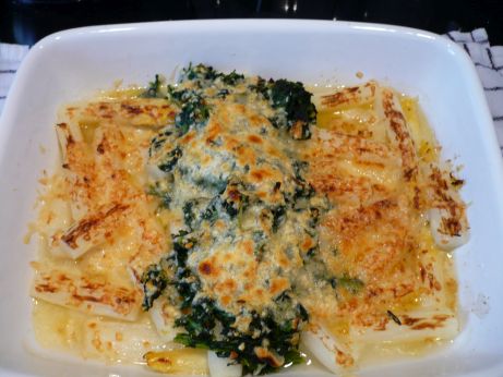 Spargel mit Spinat berbacken